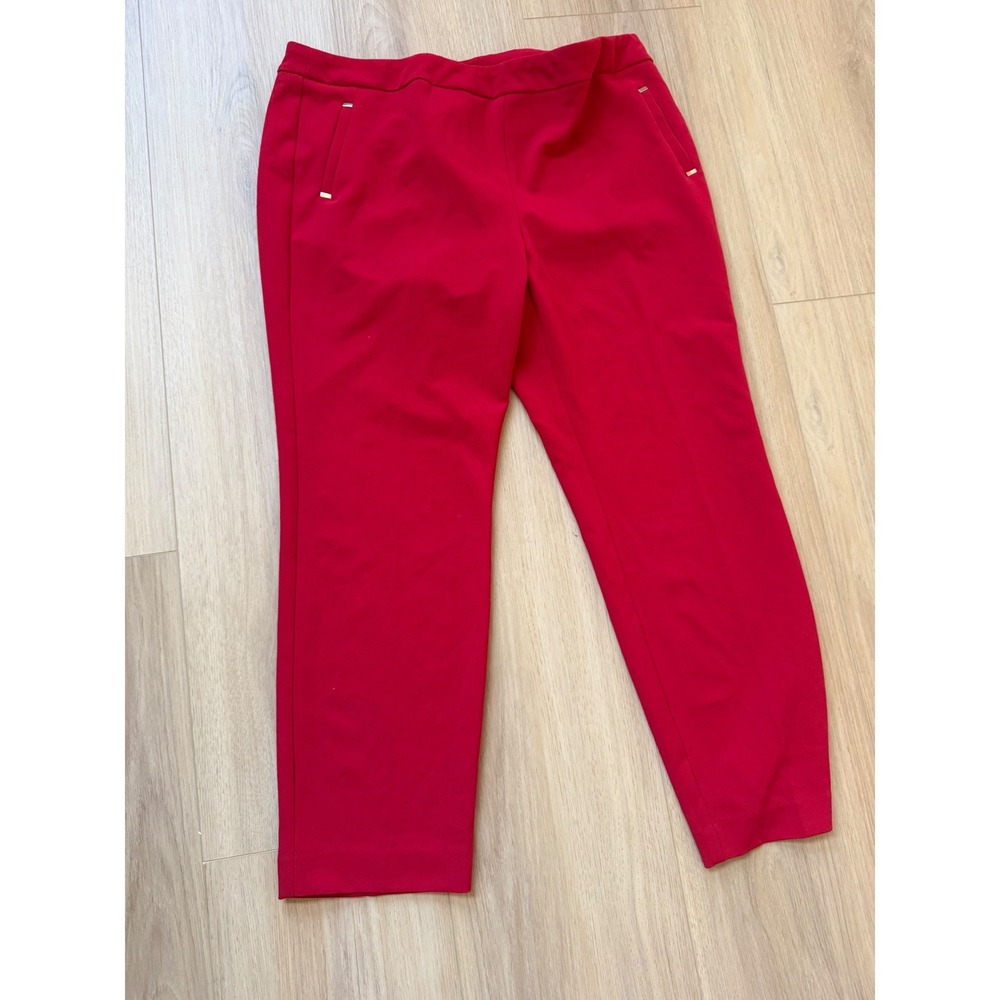 Soho Apparel Ltd Red Pull On Tapered Dress Pants XL Stretch Gold Trim Trousers